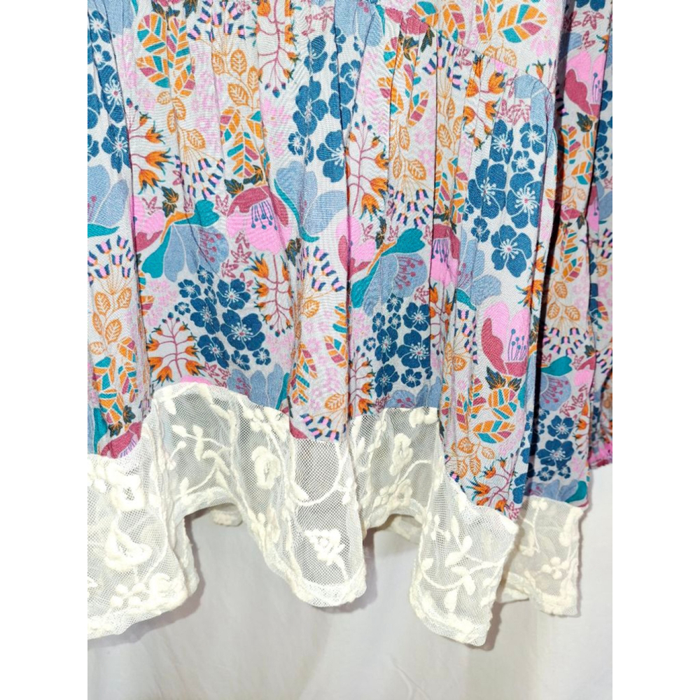 Matilda Jane Tunic Top XXL Multicolor Floral with Lace bohemian peasant - Picture 4 of 7